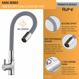 Kara Swan Neck Brass Faucet with Silicon Grey Flexible Spout product details