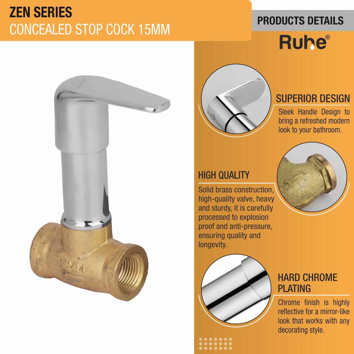 Zen Concealed Stop Valve Brass Faucet (15mm)- by Ruhe