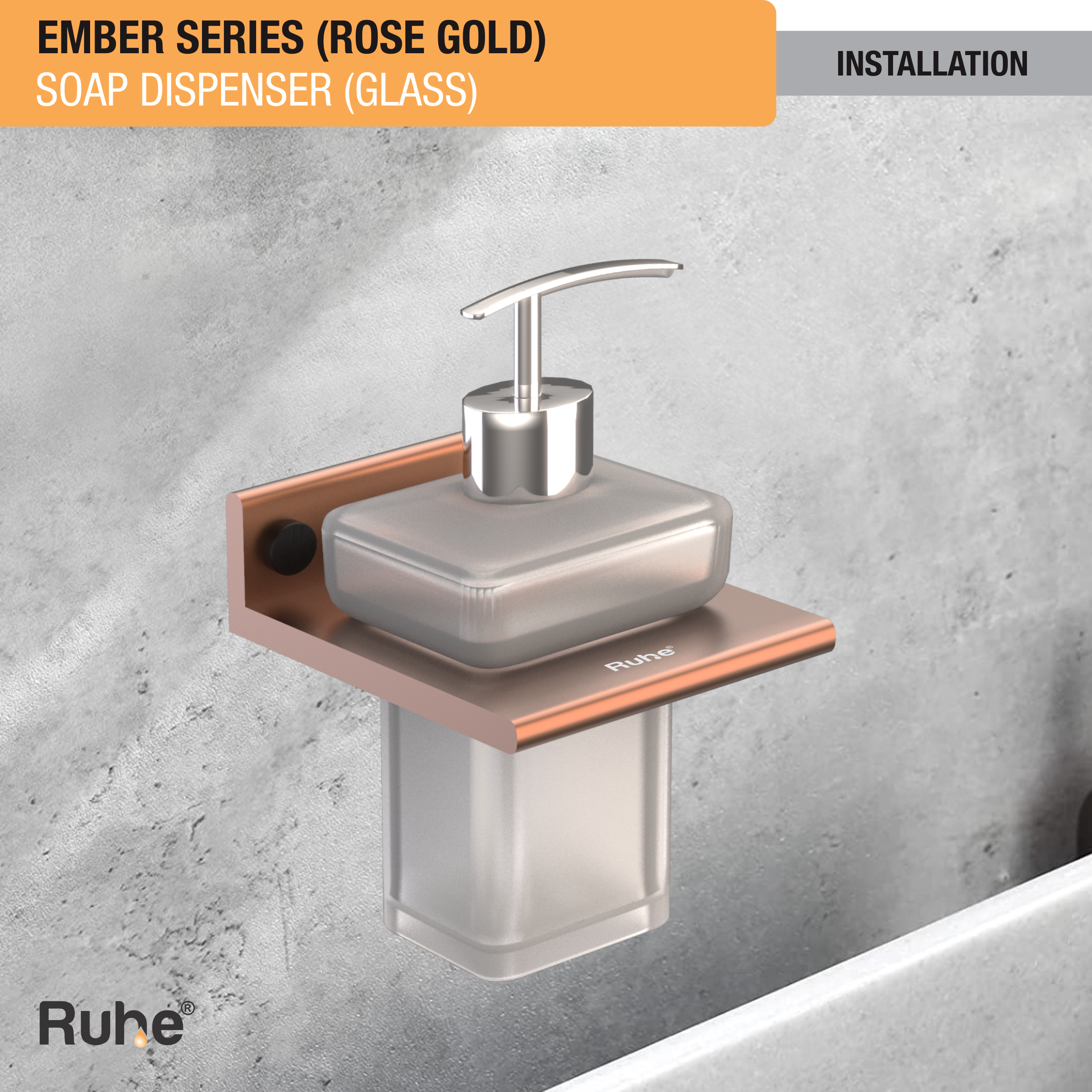 Ember Rose Gold Liquid Soap Dispenser (Space Aluminium) installation