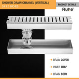 Vertical Shower Drain Channel (3 Inches)