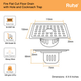 Fire Flat Cut Floor Drain with Cockroach Trap