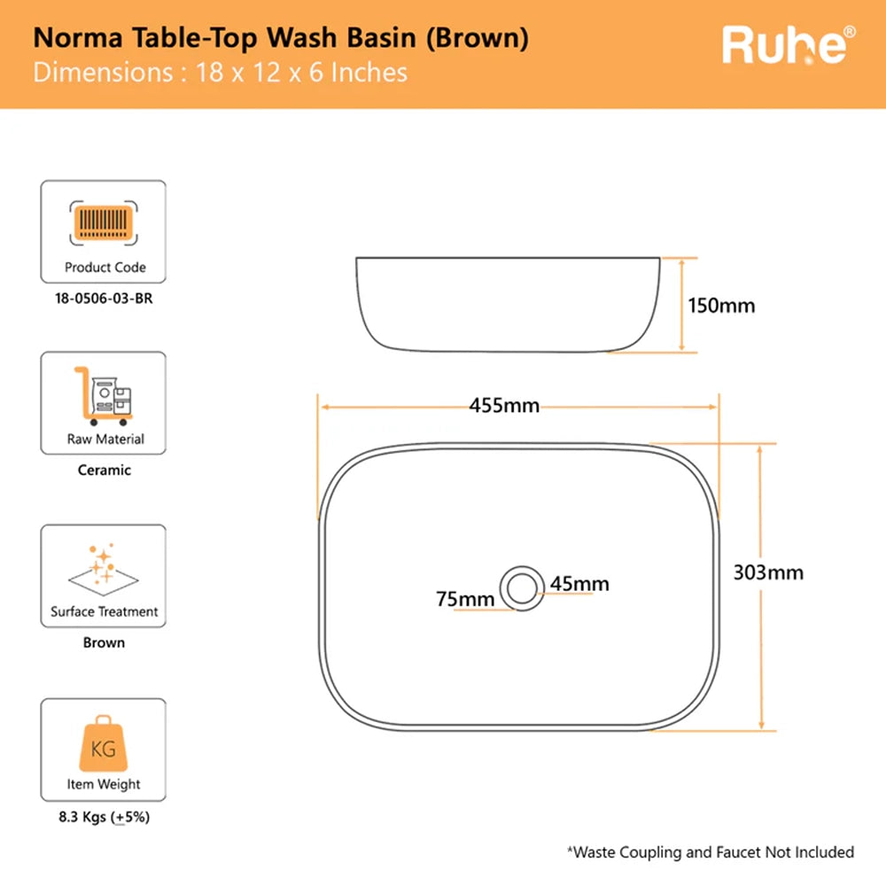 Norma Table Top Brown Wash Basin