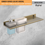 Ember Olive Green Shelf with Tumbler Holder & Soap Dispenser (Space Aluminium) installation 