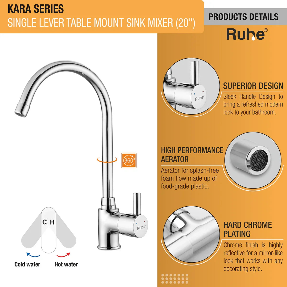 Kara Single Lever Deck-mount Kitchen Sink Mixer Tap with Swivel Spout