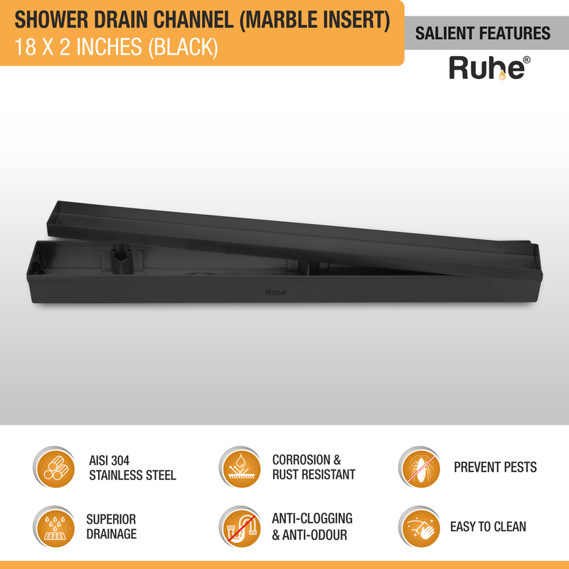 Marble-Insert Shower Drain Channel (2 Inches)
