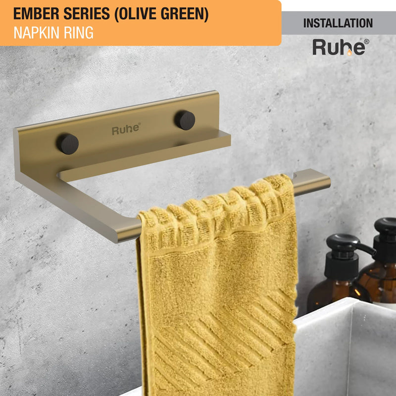 Ember Olive Green Napkin Ring (Space Aluminium) - by Ruhe
