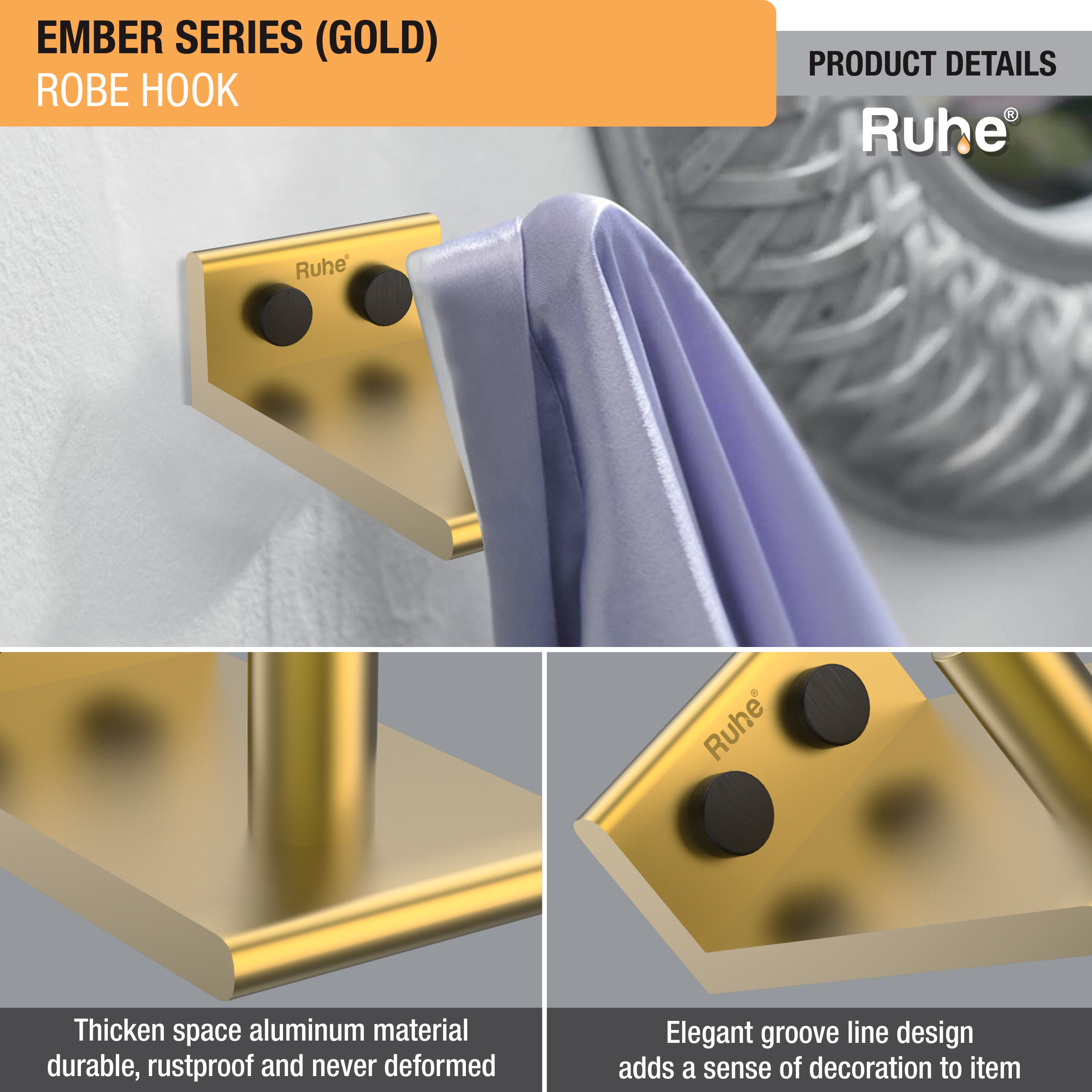 Ember Gold Robe Hook (Space Aluminium) product details
