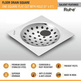 One Square Flat Cut Floor Drain