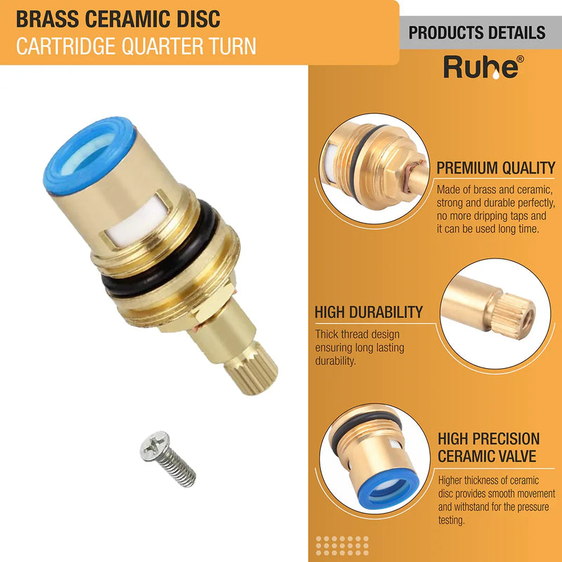 Brass Ceramic Disc Quarter-turn Cartridge (Pack of 4) - by Ruhe