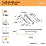 Pearl Square Flat Cut Floor Drain