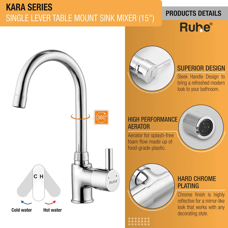 Kara Single Lever Deck-mount Kitchen Sink Mixer Tap with Swivel Spout