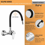 Eclipse Single Lever Wall-mount Kitchen Sink Mixer Tap with Coloured Silicone Spout
