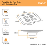 Ruby Square Flat Cut Floor Drain