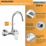 Pristine Single Lever Wall-mount Brass Mixer Faucet with Swivel Spout (15 Inches) - by Ruhe®