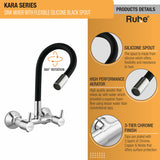 Kara Sink Mixer Brass Faucet with Flexible Silicone Black Spout product details with silicone spout, high performance aerator, and 3 layer protection