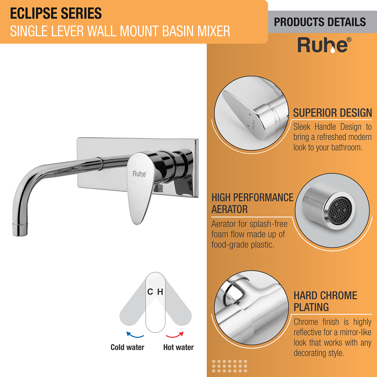 Eclipse Single Lever Wall Mixer Faucet 3