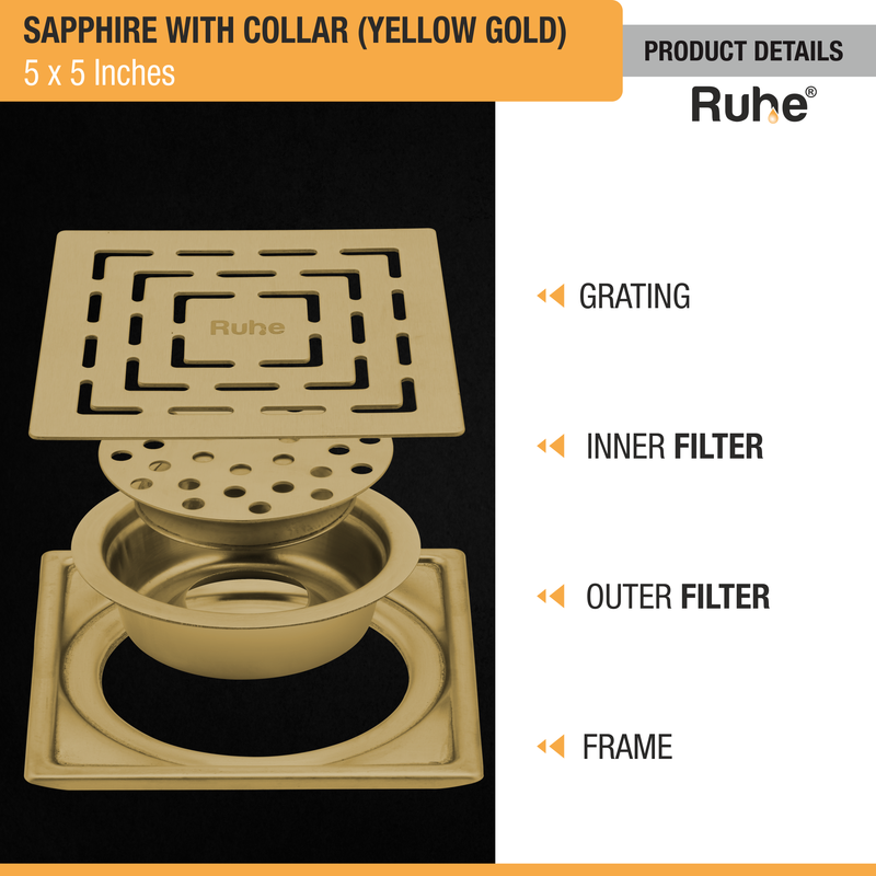 Sapphire Floor Drain With Collar