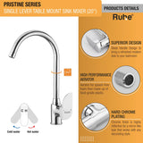 Pristine Single Lever Deck-mount Kitchen Sink Mixer Tap with Swivel Spout