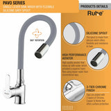 Pavo Single Lever Deck-mount Kitchen Sink Mixer Tap with Coloured Flexible Silicone Spout