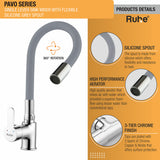 Pavo Single Lever Sink Mixer with Silicone Grey Flexible Spout product details