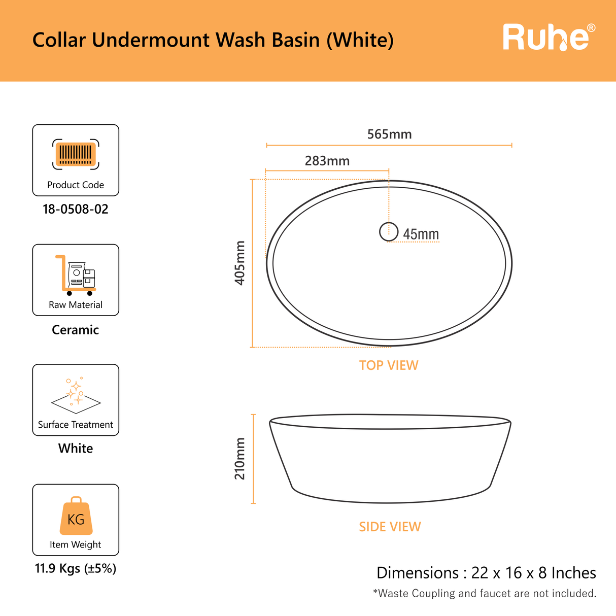 Collar Undermount Wash Basin