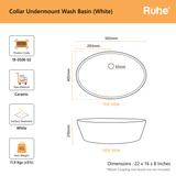 Collar Undermount Wash Basin (dimensions)