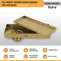 Tile-Insert Shower Drain Channel Coloured (5 Inches)