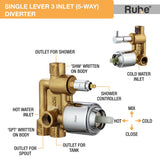 Single Lever 3-inlet (5 Way) Diverter (Body only) - by Ruhe