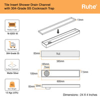 Tile-Insert 304-Grade Shower Drain Channel (4 Inches)