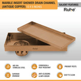 Marble-Insert Shower Drain Channel 5 inches