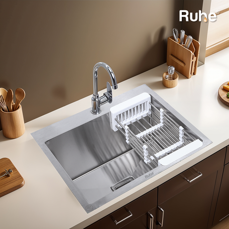 Handmade Single Bowl 304-Grade Kitchen Sink  with Tap Hole (22 x 18 x 10 Inches) - by Ruhe