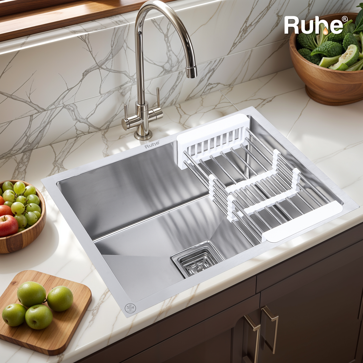 Handmade Single Bowl 304-Grade  Kitchen Sink (18 x 16 x 10 Inches) - by Ruhe