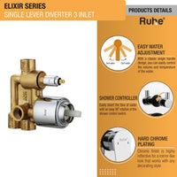 Elixir Brass Single Lever 3-Inlet (5-Way) Diverter Full Set