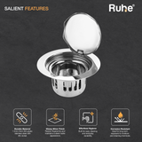 Round Full Moon Floor Drain with Cockroach Trap (5 Inches)