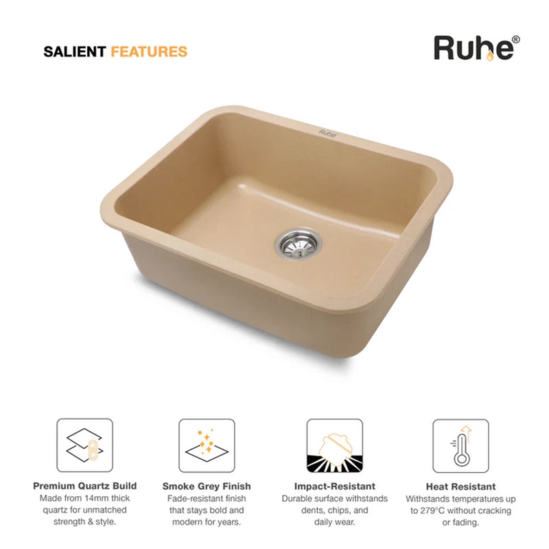 Quartz Single Bowl Round Kitchen Sink (24 x 18 x 9 Inches)