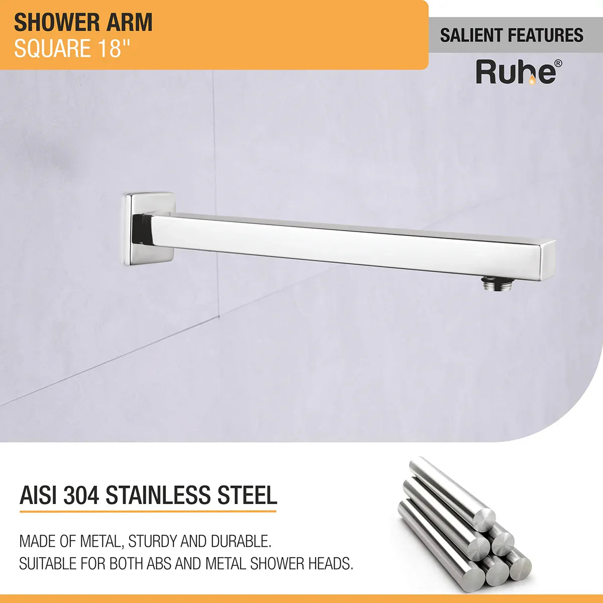 Square 304-Grade Shower Arm