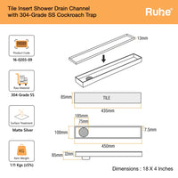 Tile-Insert 304-Grade Shower Drain Channel (4 Inches)