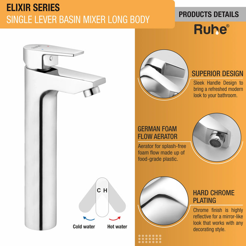 Elixir Single Lever Deck-mount Tall Body Wash Basin Mixer Tap