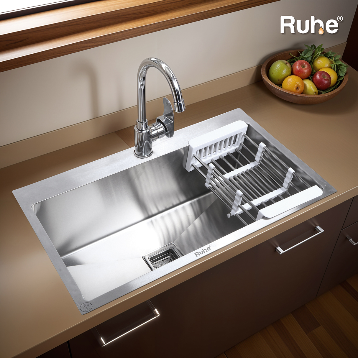 Handmade Single Bowl 304-Grade Kitchen Sink  with Tap Hole (32 x 20 x 10 Inches) - by Ruhe