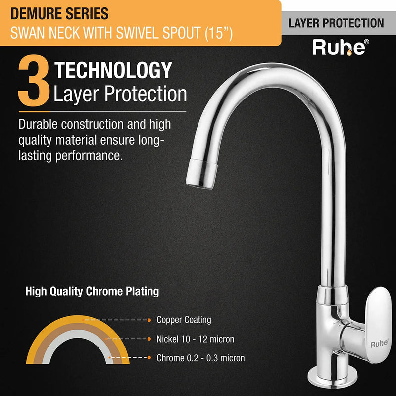 Demure Deck Mount Wash Basin Tap with Swivel Spout