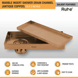 Marble-Insert Shower Drain Channel 5 inches