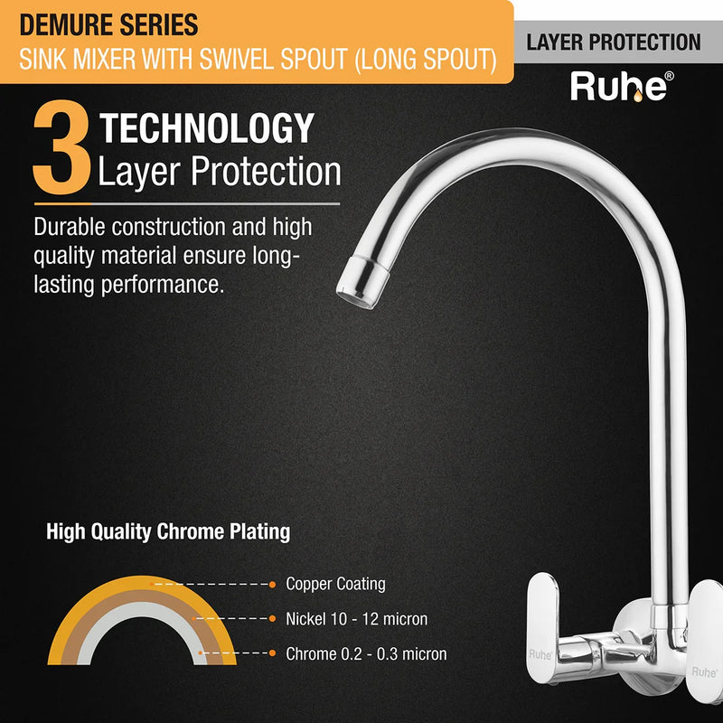 Demure Sink Mixer Brass Faucet with Large (20 inches) Round Swivel Spout - by Ruhe