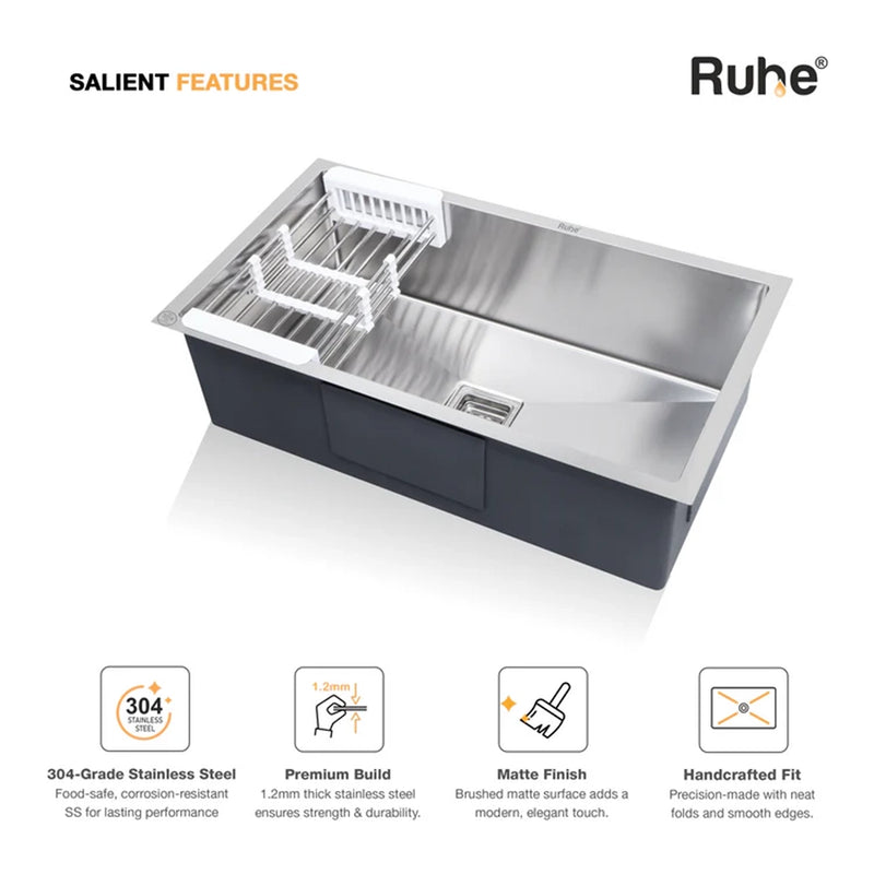 Handmade Single Bowl Kitchen Sink (32 x 20 x 10 Inches)