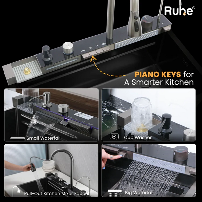 Piano Smart Kitchen Sink (30 x 18 x 9 Inches)