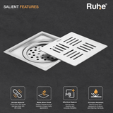 Ruby Square Flat Cut Floor Drain