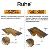 Quartz Single Bowl with Drainboard Kitchen Sink - Choco Brown (39 x 20 x 9 inches) - by Ruhe®