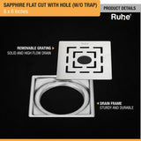 Sapphire Flat Cut Floor Drain