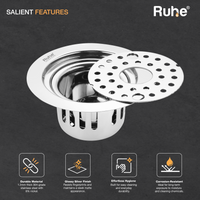 Round 304-Grade Floor Drain with Lock & Cockroach Trap (5.5 Inches) – Mirror Steel