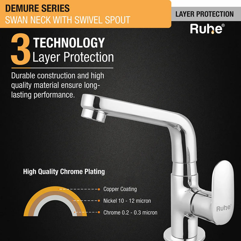 Demure Deck Mount Wash Basin Tap with Swivel Spout