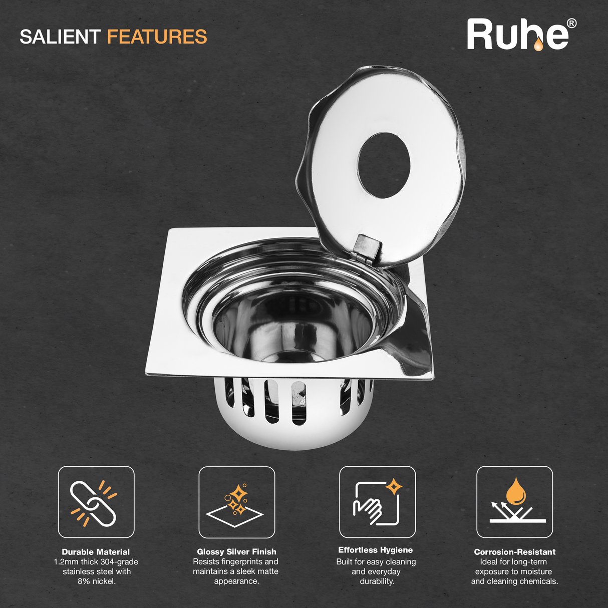 Full Moon Floor Drain with Cockroach Trap